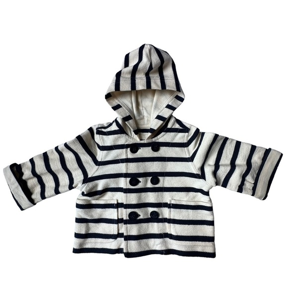 Baby GAP Stripe Button Up Jacket with Hood Size 3-6 Months - Picture 1 of 11